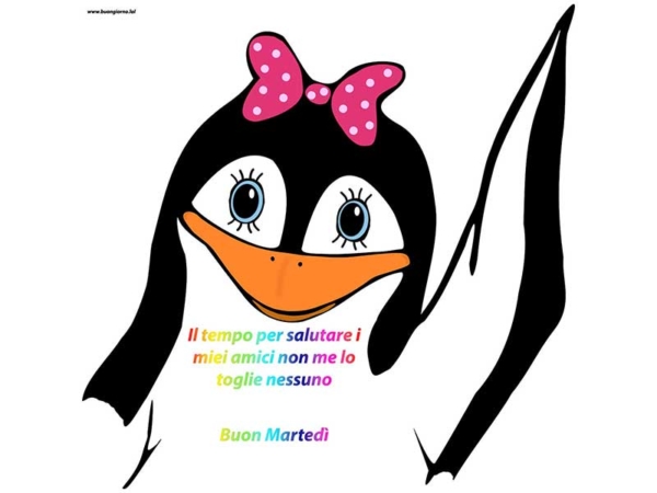 disegno di un pinguino sorridente che saluta